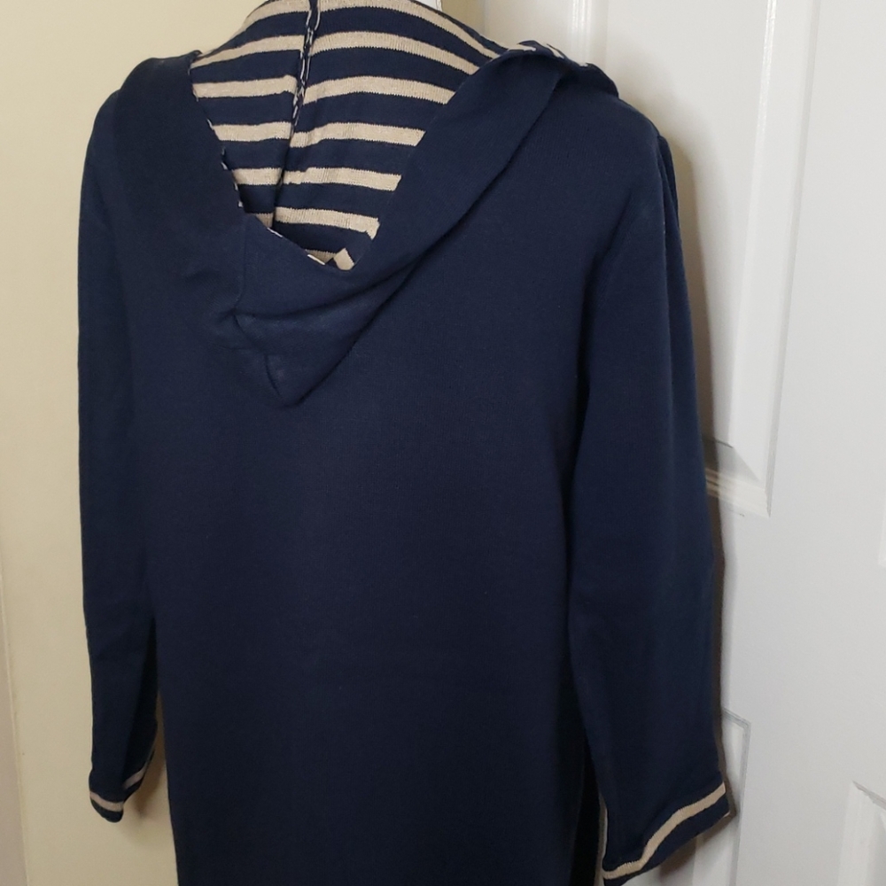 EUC Joseph A. Navy blue/tan hooded jacket - Picture 3 of 9
